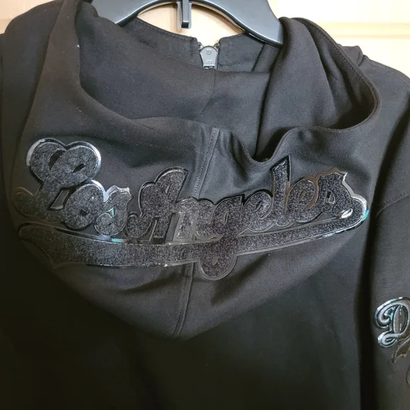 LA DODGERS POPULAR DESIGN BLACKOUT STITCHED ZIPUP HOODIE XLARGE - Picture 5 of 6